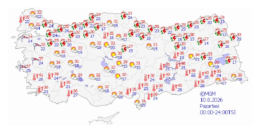 30 il için düğmeye basıldı. Gök gürültülü sağanak, aşırı sıcak ve nem bunaltacak (Bu hafta hava nasıl olacak?) 3