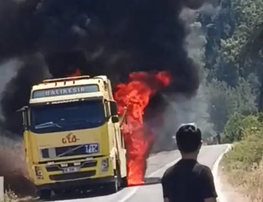 Balıkesir'de orman yangını. Kamyonda başlayan yangın ormana sıçradı
