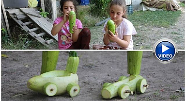 Tarlada kalan kabaklar çocuklara yaradı