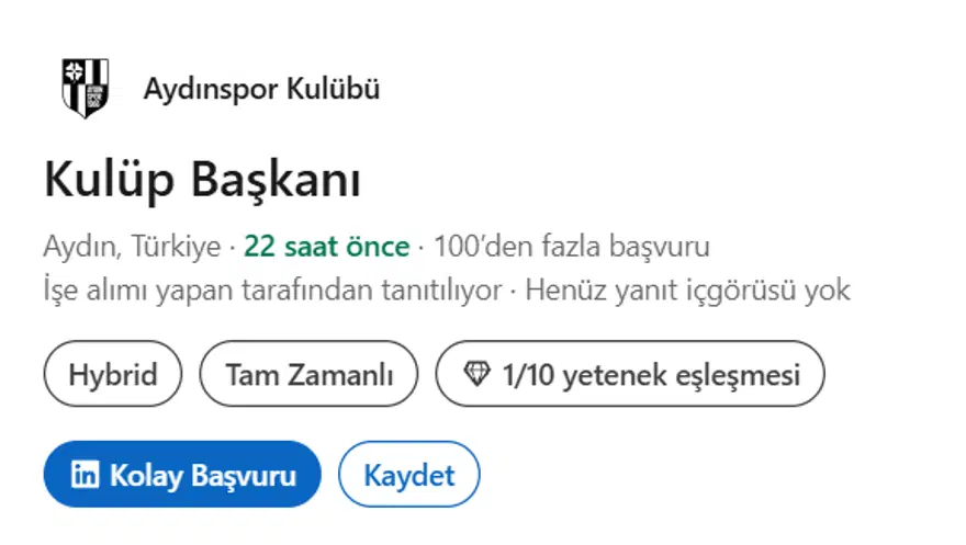 Eşi benzeri görülmemiş olay. Aydınspor, LinkedIn'den başkan arıyor 1
