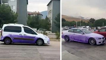 Geçenin aracını mor renge boyayan yol. Olayın sorumlusu bulundu