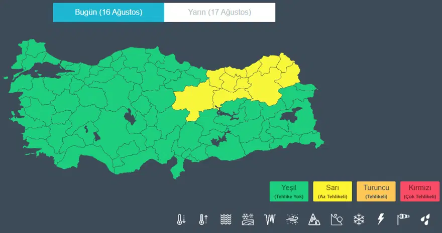 11 ŞEHİRE SARI KODLU UYARI 2