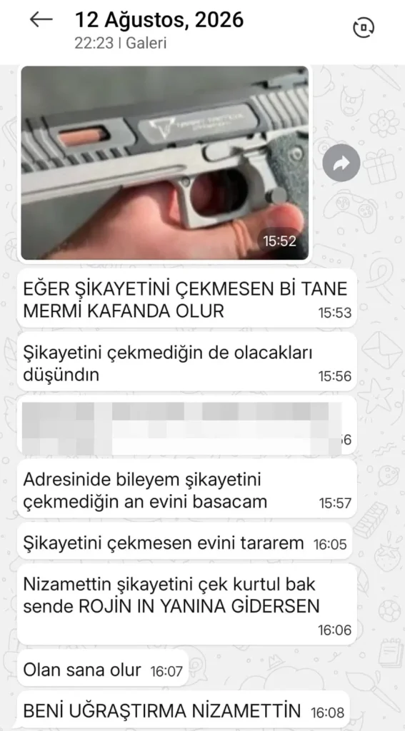 Rojin'in babasına silahlı tehdit mesajı 5