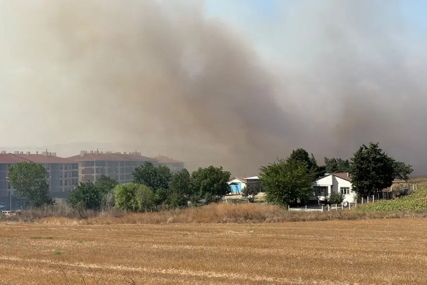 Silivri'de tarla yangını. TEM Otoyolu çift yönlü kapatıldı, alevler yerleşim yerine yakın 2