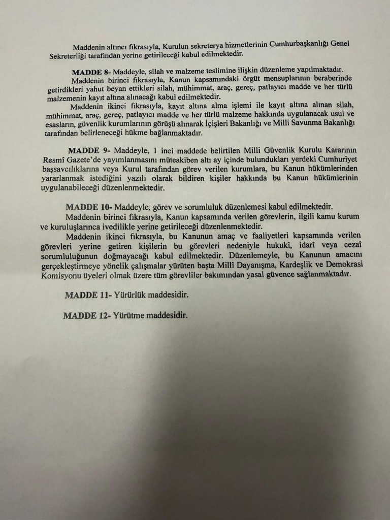 Süreç yasası teklifi tamamlandı. İşte madde madde kanun teklifi ve gerekçelerinin tam metni 3