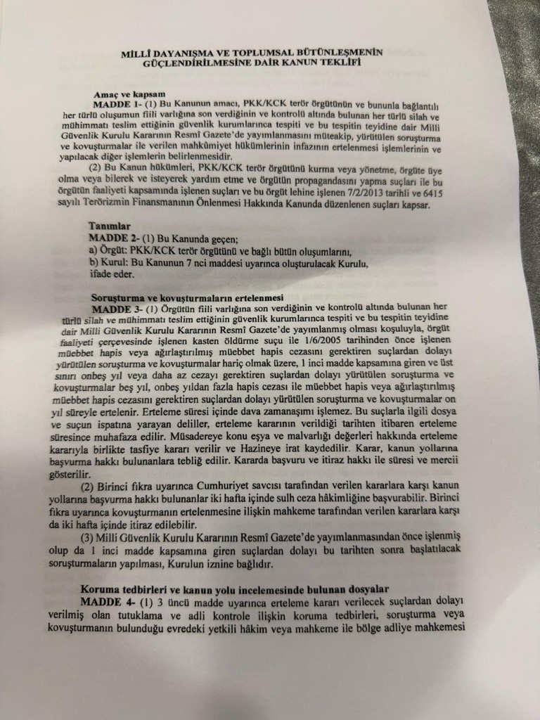 Süreç yasası teklifi tamamlandı. İşte madde madde kanun teklifi ve gerekçelerinin tam metni 1
