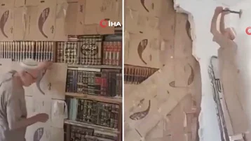 Esad rejiminden duvar örerek sakladığı kütüphanesine 15 yıl sonra kavuştu