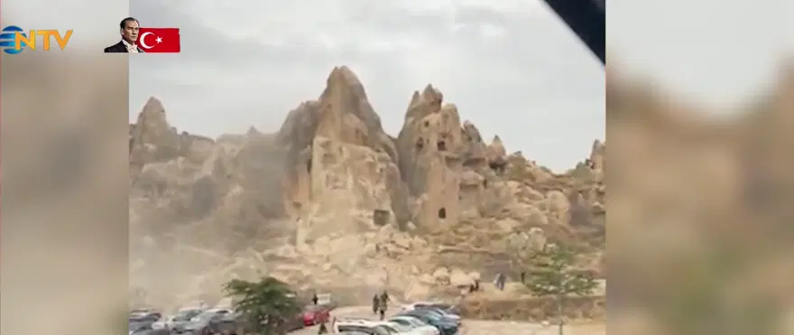 Kapadokya'da peribacası çöktü. Ölü ve yaralılar var